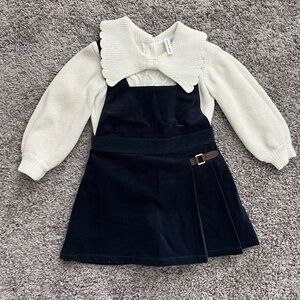 Janie and Jack velvet cord jumper and knit collared sweater set